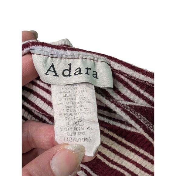 Vtg Adara Women’s Maroon Red & White Striped Sleeveless Twist-Front Top, Size L - Picture 7 of 8